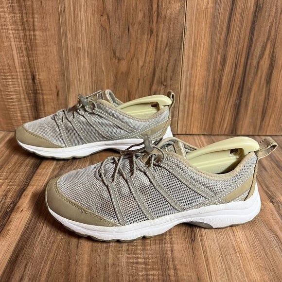 Land's End Womens Water Shoes Tan Brown White Mesh Bungee Athletic 1374 Size 6 B - Picture 3 of 8